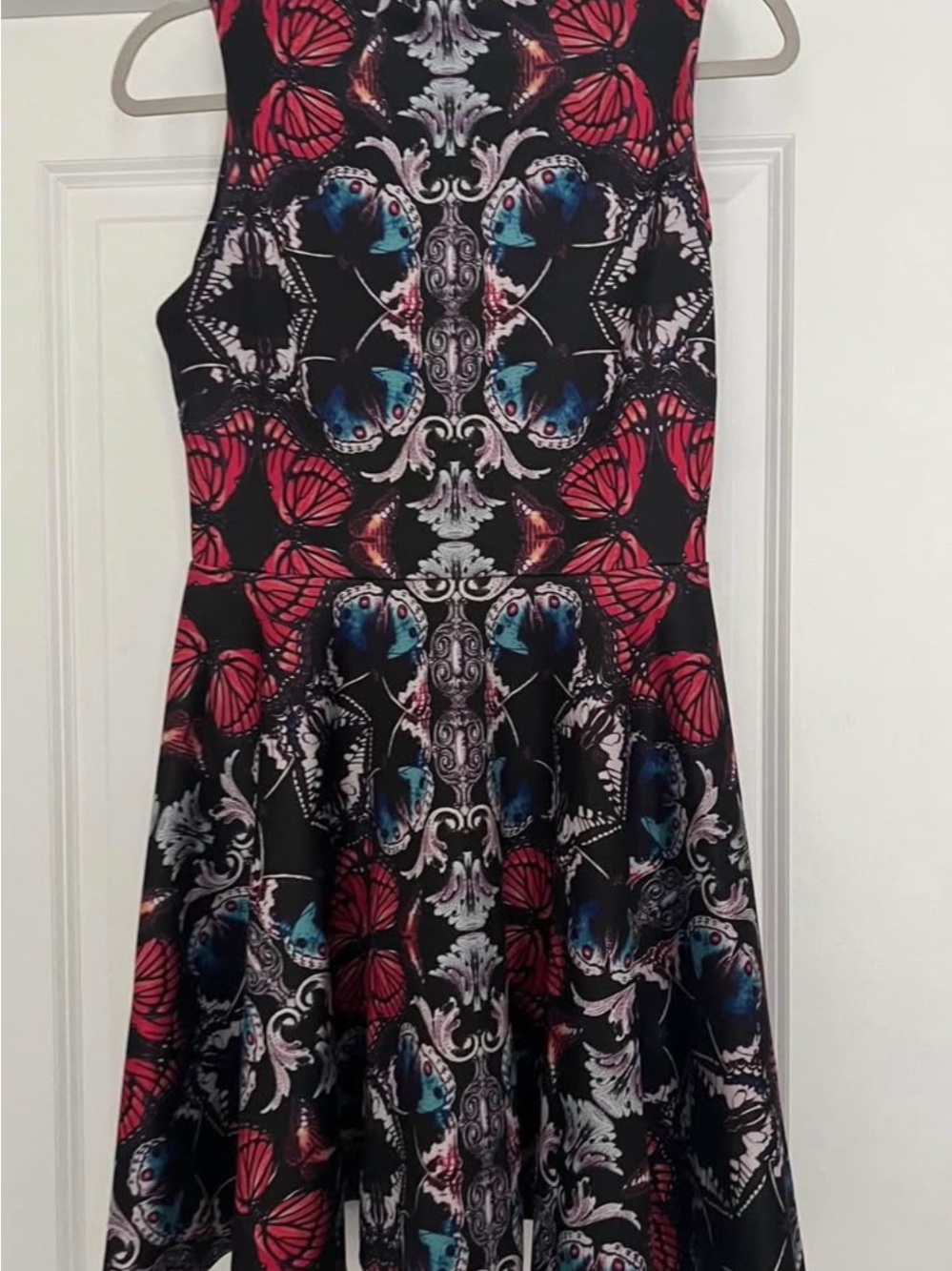 ASOS Black Midi Dress with Pink & Blue Butterfly Print